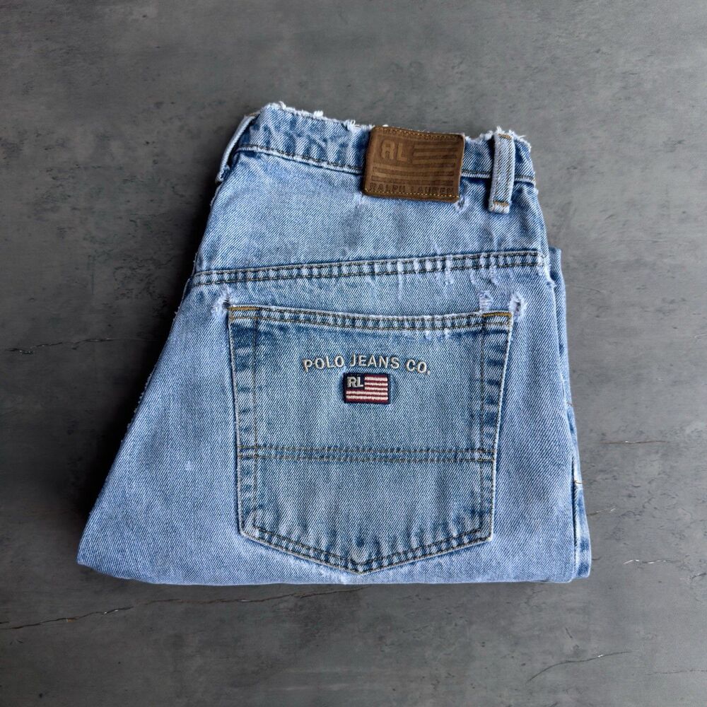 Vintage Polo Jeans Co Ralph Lauren Loose Fit Jeans 33x30 Light Wash Y2K Denim